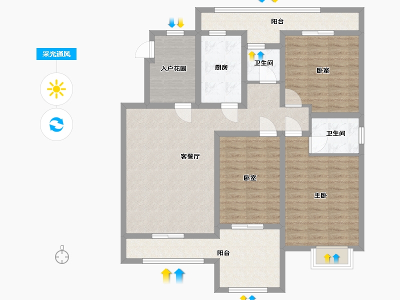 河南省-鹤壁市-麒麟郡-125.00-户型库-采光通风