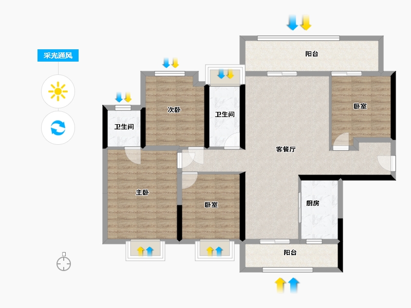 湖南省-怀化市-鸿涛翡翠湾-113.97-户型库-采光通风