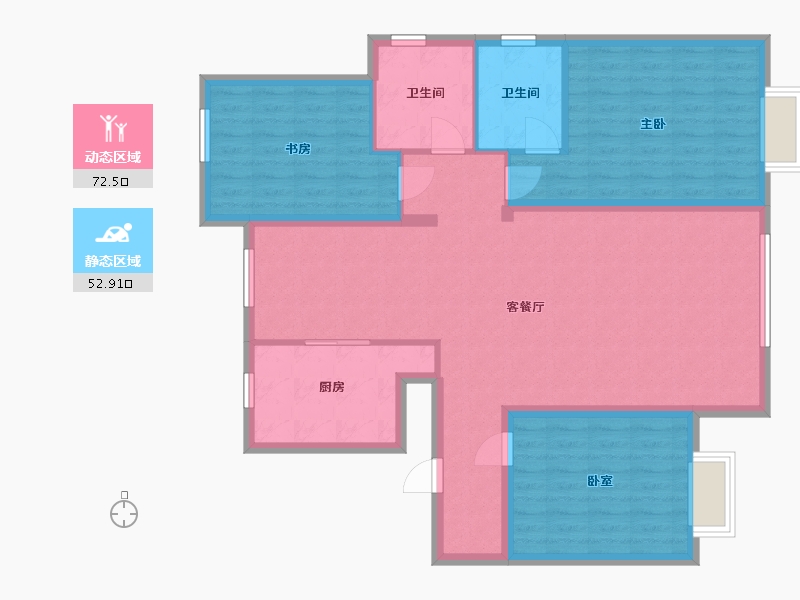 内蒙古自治区-鄂尔多斯市-馨和家园-113.60-户型库-动静分区