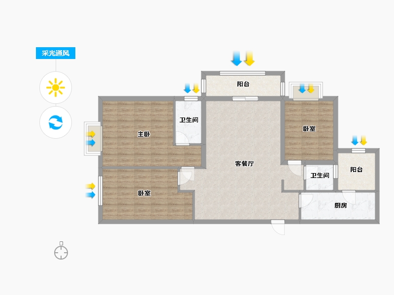 云南省-曲靖市-紫金新景-108.00-户型库-采光通风