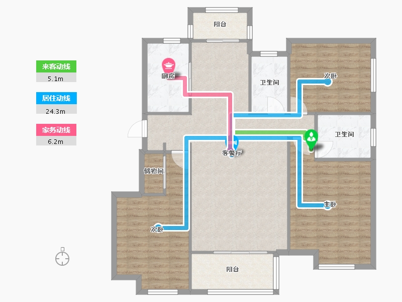 江苏省-苏州市-中海双湾花园二期-109.40-户型库-动静线