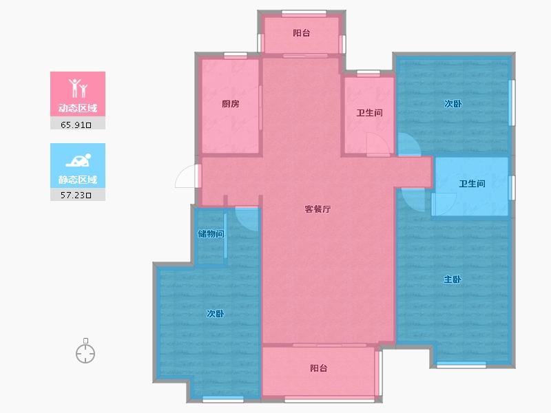 江苏省-苏州市-中海双湾花园二期-109.40-户型库-动静分区