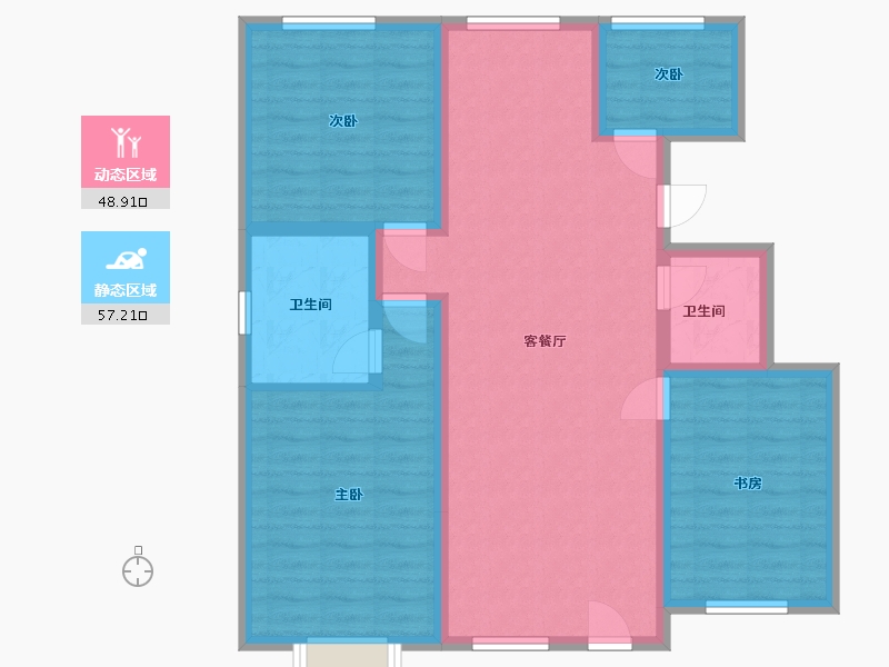 内蒙古自治区-鄂尔多斯市-维邦紫金府-105.00-户型库-动静分区