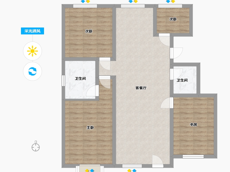 内蒙古自治区-鄂尔多斯市-维邦紫金府-105.00-户型库-采光通风