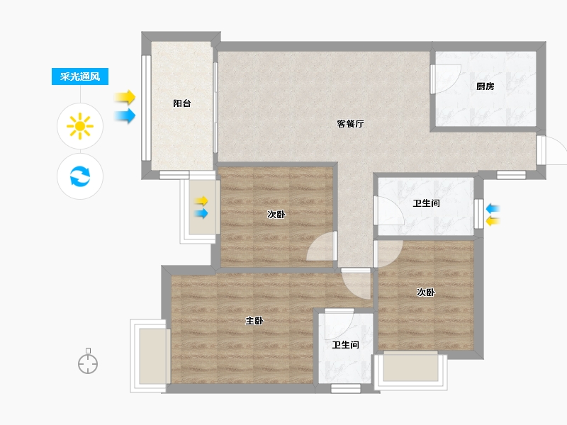 湖北省-武汉市-海伦堡-75.00-户型库-采光通风