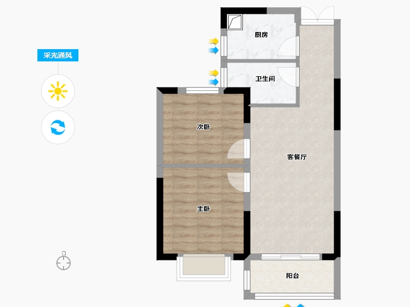 浙江省-嘉兴市-富丽园-58.40-户型库-采光通风