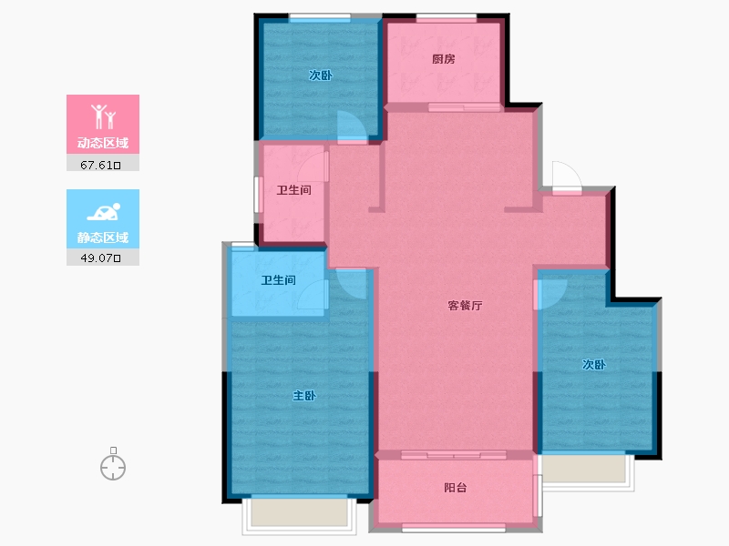 山东省-烟台市-中铁国际城-104.80-户型库-动静分区