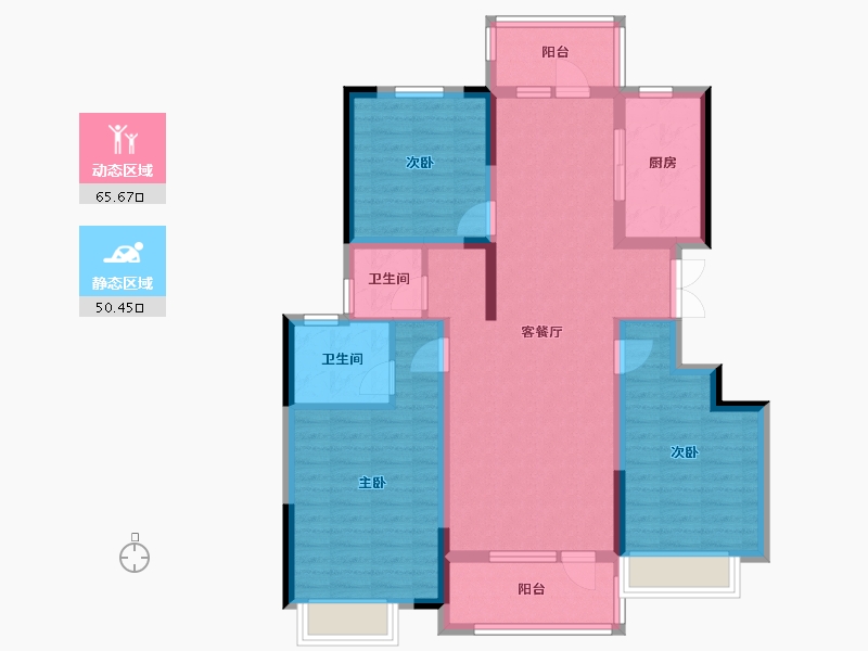 江苏省-南通市-观海华苑-102.40-户型库-动静分区