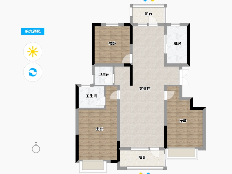 江苏省-南通市-观海华苑-102.40-户型库-采光通风