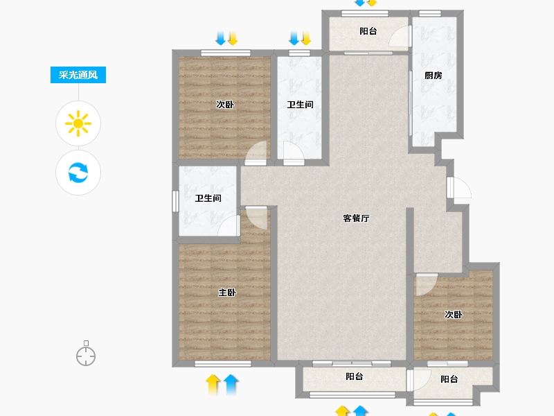 山东省-潍坊市-德馨苑-128.80-户型库-采光通风