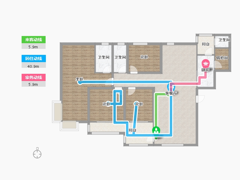 黑龙江省-鹤岗市-波托菲诺天鹅堡-143.84-户型库-动静线