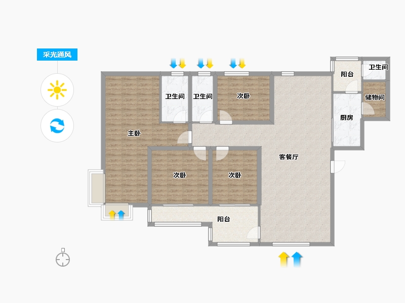 黑龙江省-鹤岗市-波托菲诺天鹅堡-143.84-户型库-采光通风