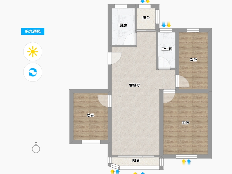 黑龙江省-鹤岗市-侨洲花园-60.24-户型库-采光通风