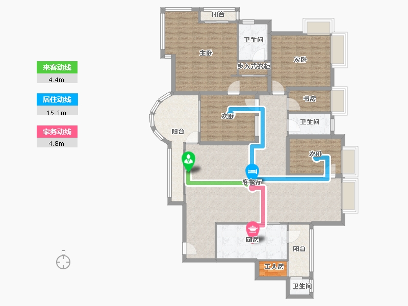 黑龙江省-鹤岗市-波托菲诺天鹅堡-148.58-户型库-动静线