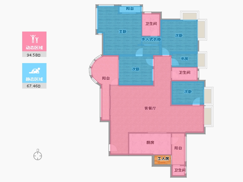 黑龙江省-鹤岗市-波托菲诺天鹅堡-148.58-户型库-动静分区