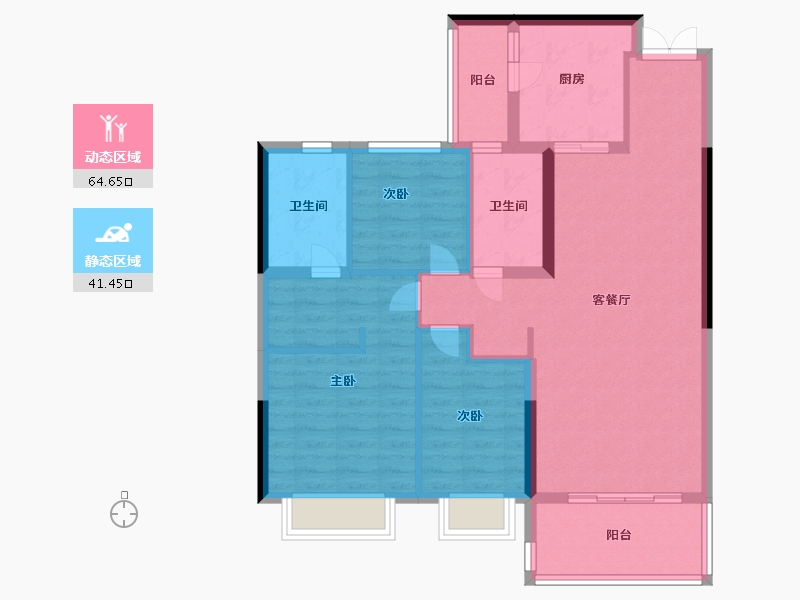 江苏省-扬州市-恒大御湖郡-95.20-户型库-动静分区