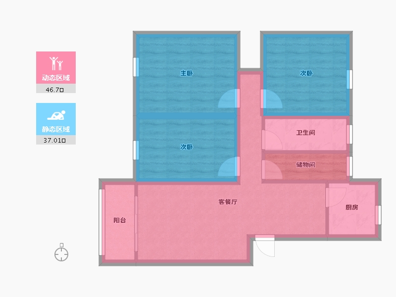 黑龙江省-鹤岗市-桂苑（南山）-73.83-户型库-动静分区