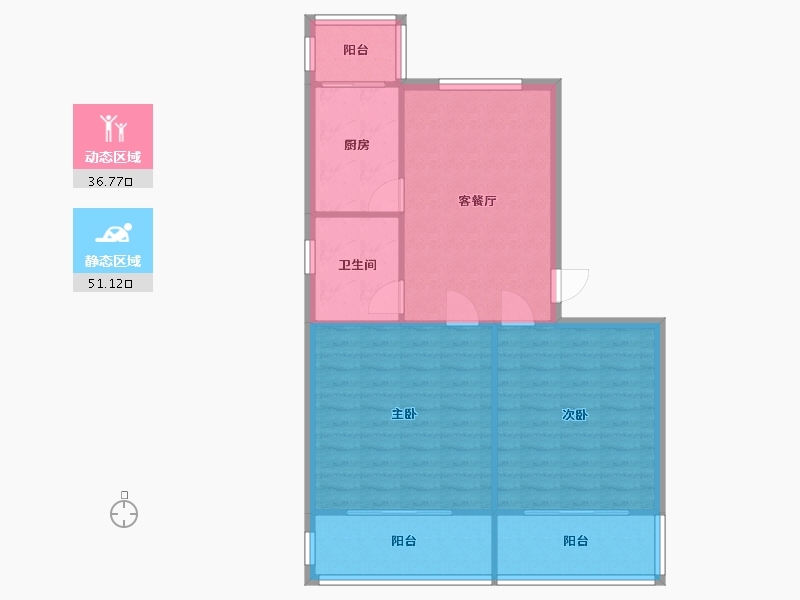 河南省-郑州市-南阳路公交车家属院-74.40-户型库-动静分区