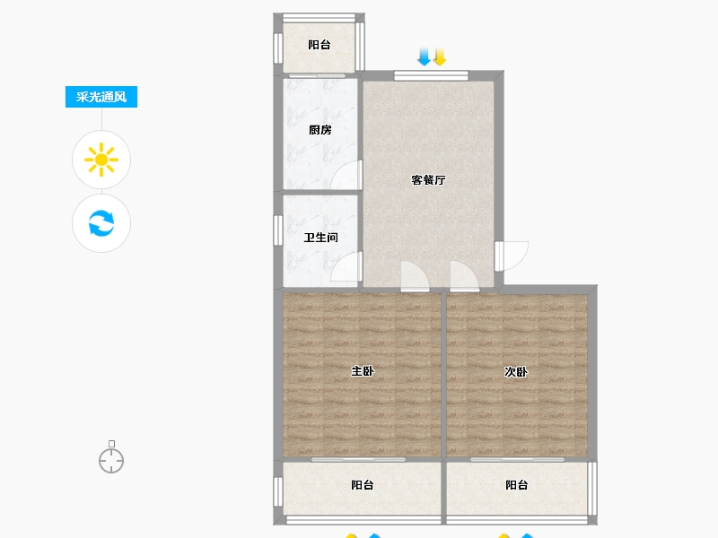 河南省-郑州市-南阳路公交车家属院-74.40-户型库-采光通风