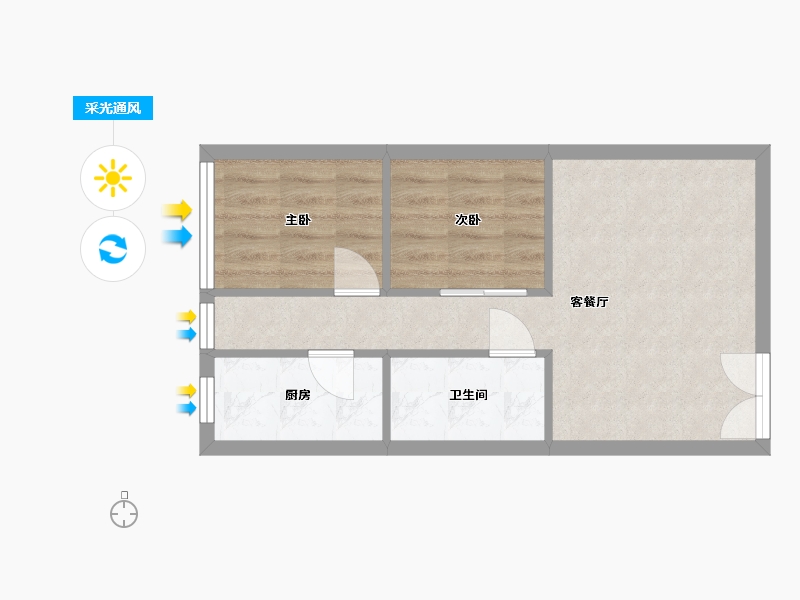 四川省-成都市-雄飞生活广场-57.60-户型库-采光通风