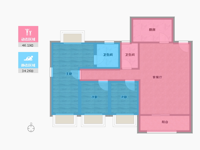 广东省-深圳市-翔名苑-70.61-户型库-动静分区