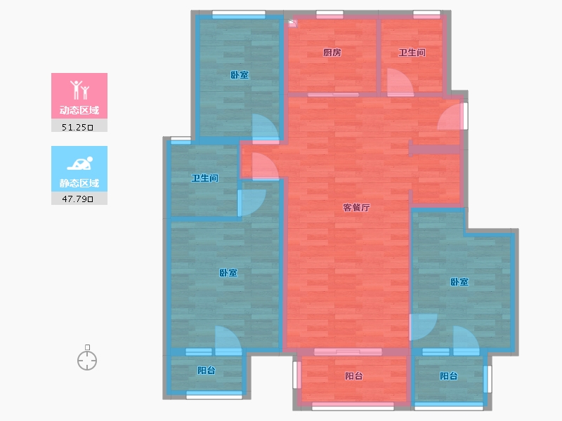 河北省-廊坊市-万科朗润园-87.96-户型库-动静分区