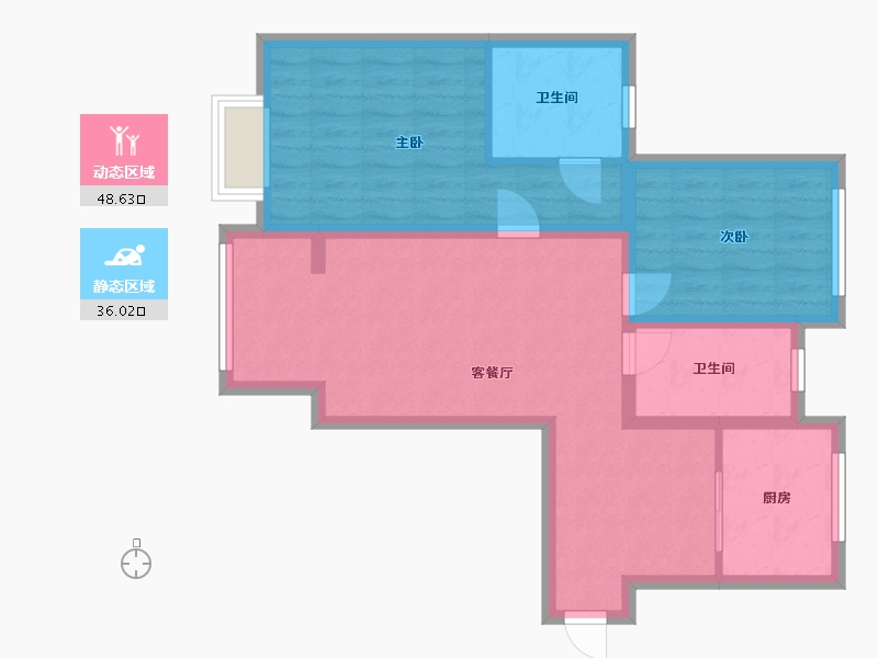 江苏省-南京市-新景南苑-86.40-户型库-动静分区