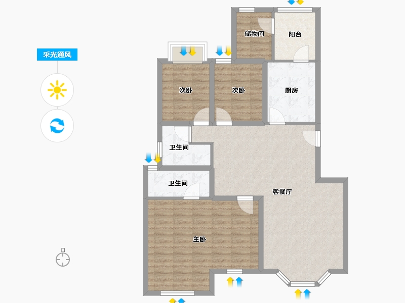 广东省-深圳市-东方玫瑰园-98.19-户型库-采光通风