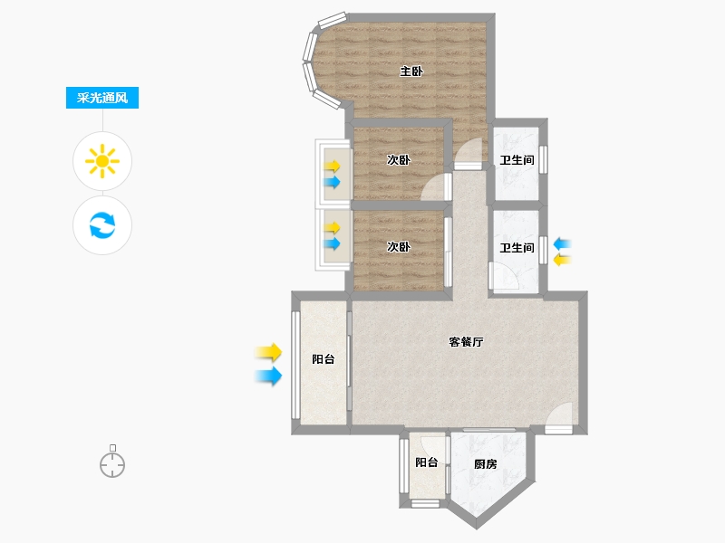 广东省-深圳市-黄埔雅苑乐悠园(黄埔雅苑三期)-71.22-户型库-采光通风