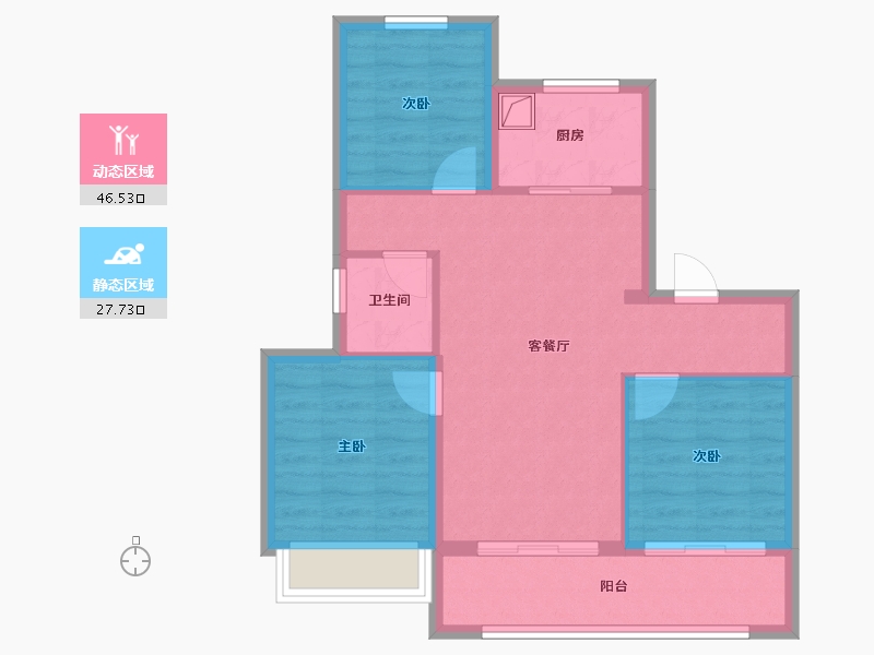 浙江省-宁波市-芳菲郡-80.00-户型库-动静分区