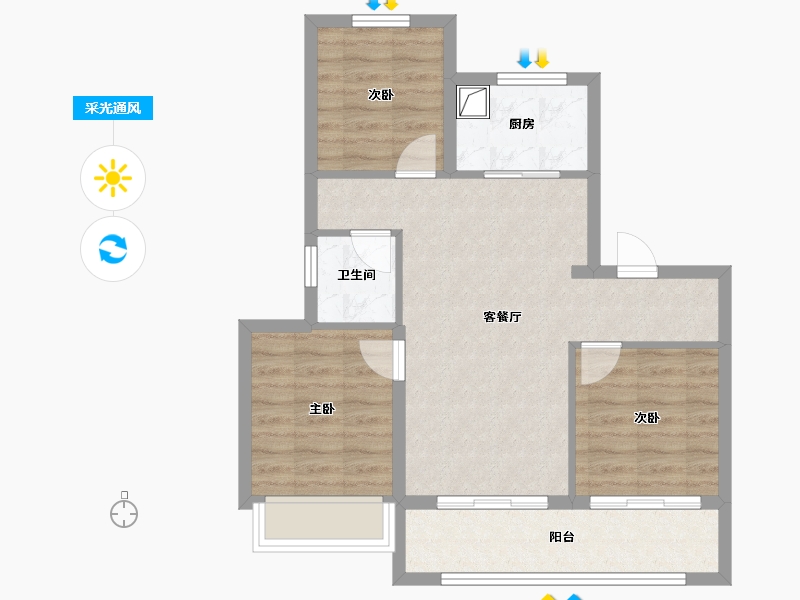 浙江省-宁波市-芳菲郡-80.00-户型库-采光通风