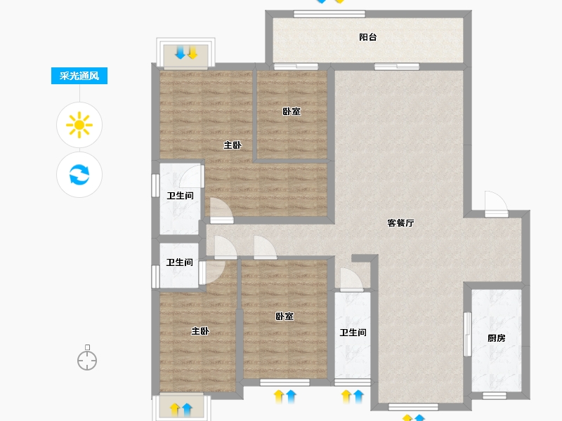 广东省-韶关市-外滩华府-125.79-户型库-采光通风