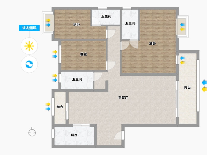 广东省-韶关市-外滩华府-125.79-户型库-采光通风