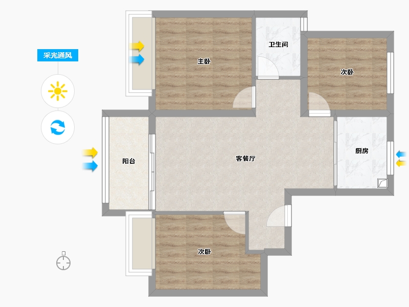 浙江省-宁波市-尚府-70.56-户型库-采光通风