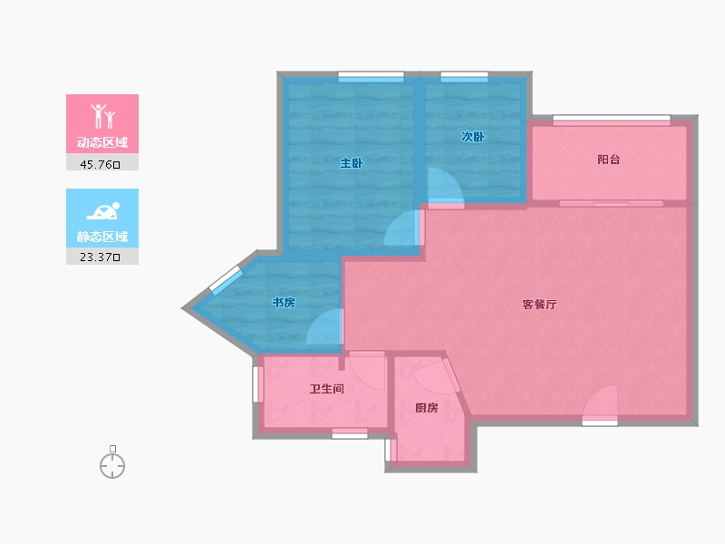 广东省-深圳市-景田西-61.85-户型库-动静分区