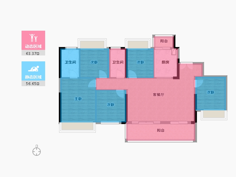 湖南省-株洲市-高科壹号领域二期-128.00-户型库-动静分区