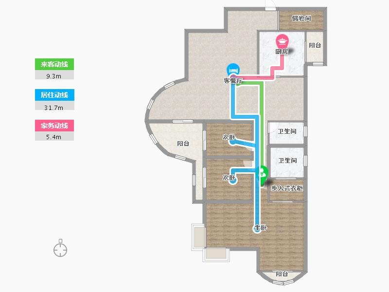 黑龙江省-鹤岗市-波托菲诺天鹅堡-156.63-户型库-动静线