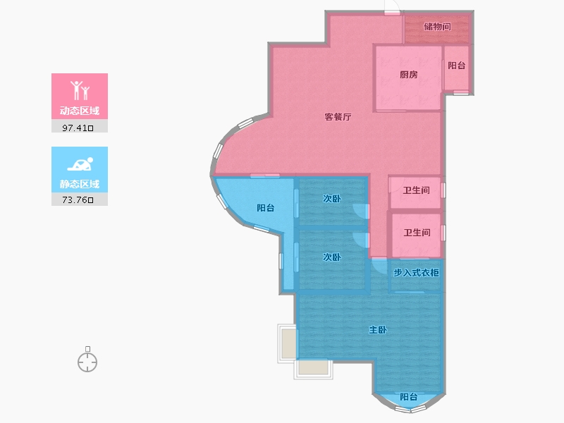 黑龙江省-鹤岗市-波托菲诺天鹅堡-156.63-户型库-动静分区