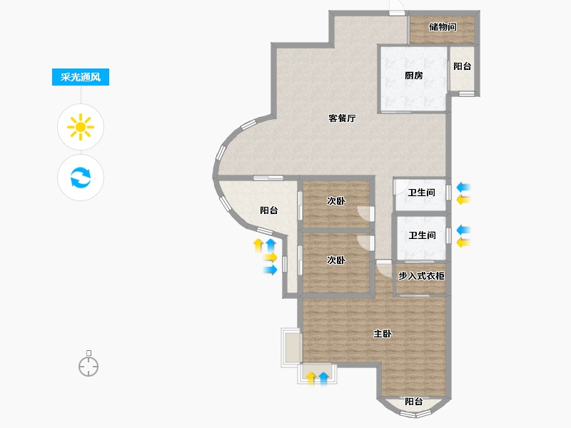 黑龙江省-鹤岗市-波托菲诺天鹅堡-156.63-户型库-采光通风