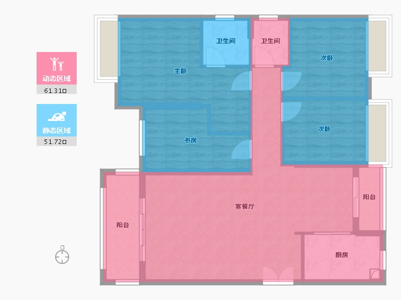 福建省-漳州市-演武亭广场-90.00-户型库-动静分区