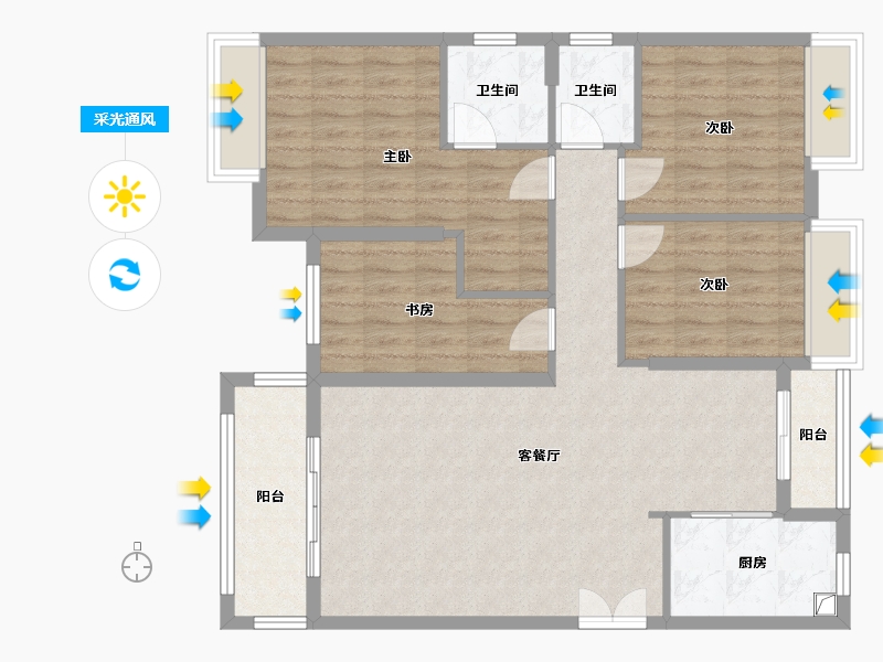 福建省-漳州市-演武亭广场-90.00-户型库-采光通风