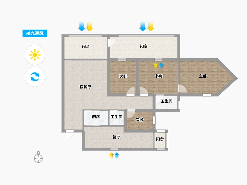 广东省-深圳市-香雅园-116.10-户型库-采光通风