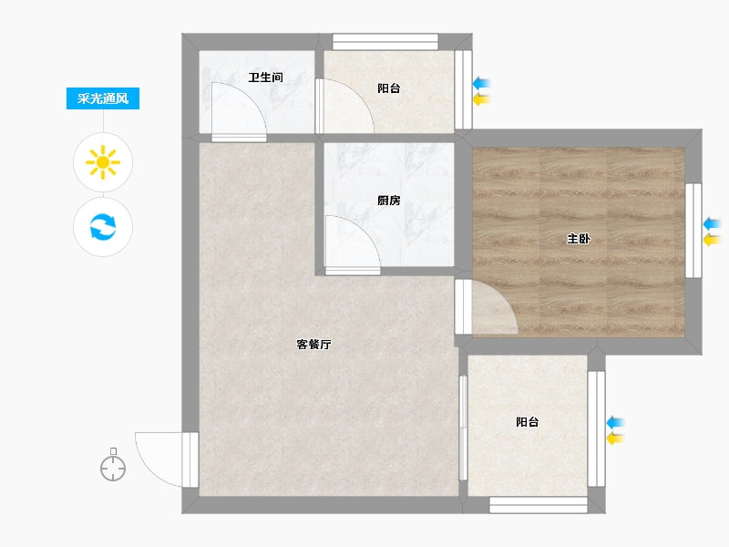 广东省-深圳市-青莲公寓-35.58-户型库-采光通风