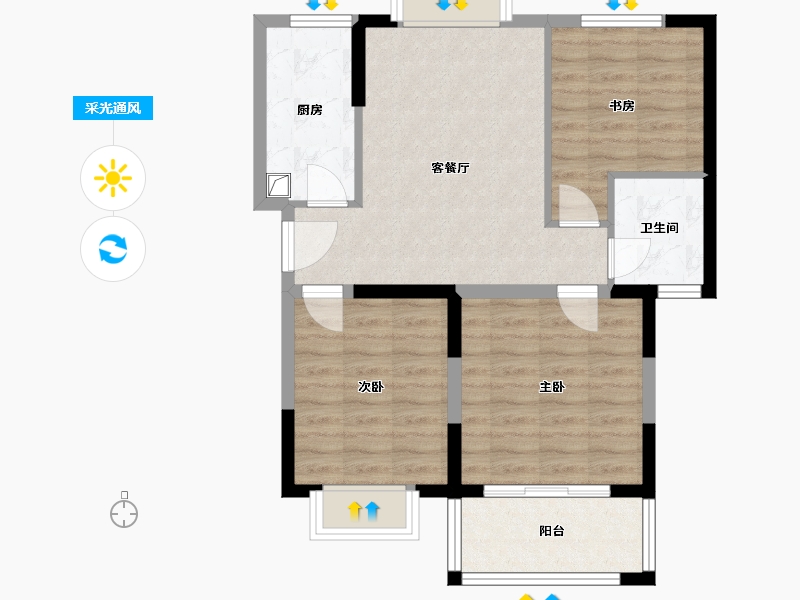 浙江省-金华市-富港花园-72.00-户型库-采光通风