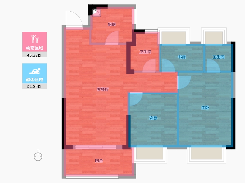 福建省-福州市-南山纵横瀛洲府-70.17-户型库-动静分区