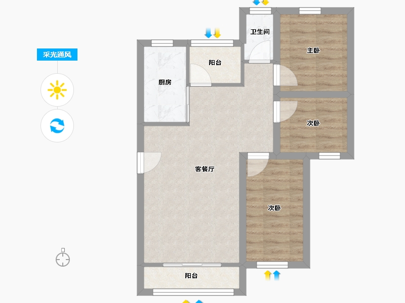 广东省-深圳市-景田南住宅小区-57.88-户型库-采光通风