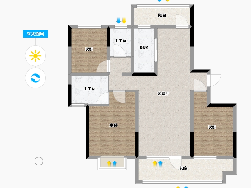 山东省-菏泽市-隆悦龙熙湾-113.60-户型库-采光通风