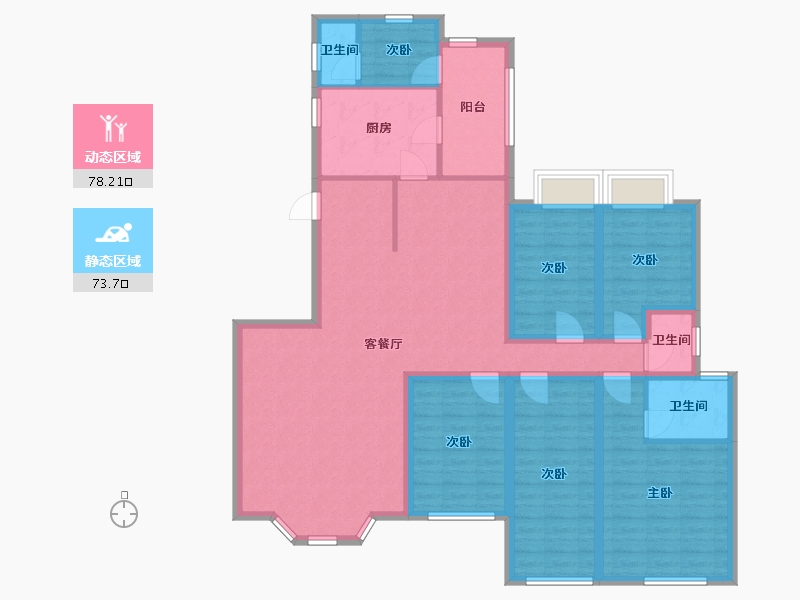 广东省-深圳市-东方玫瑰园-135.70-户型库-动静分区