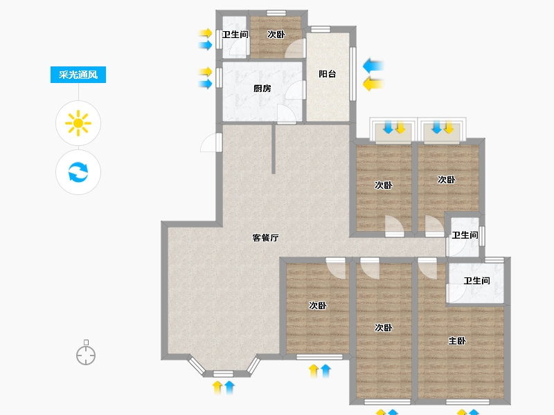 广东省-深圳市-东方玫瑰园-135.70-户型库-采光通风