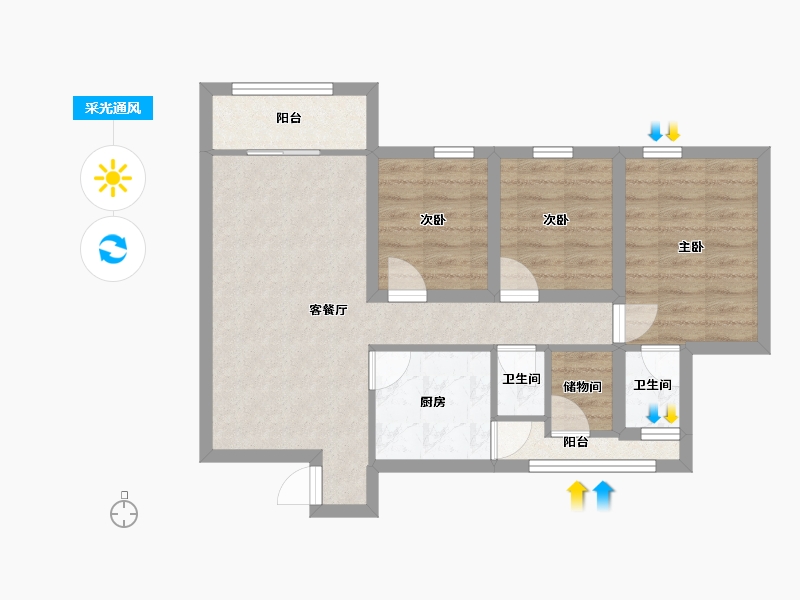 广东省-深圳市-雅颂居-64.93-户型库-采光通风